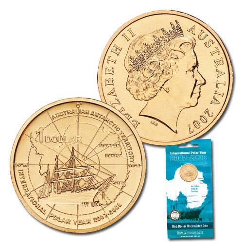 International Polar Year 2007 $1 Uncirculated Coin in Card