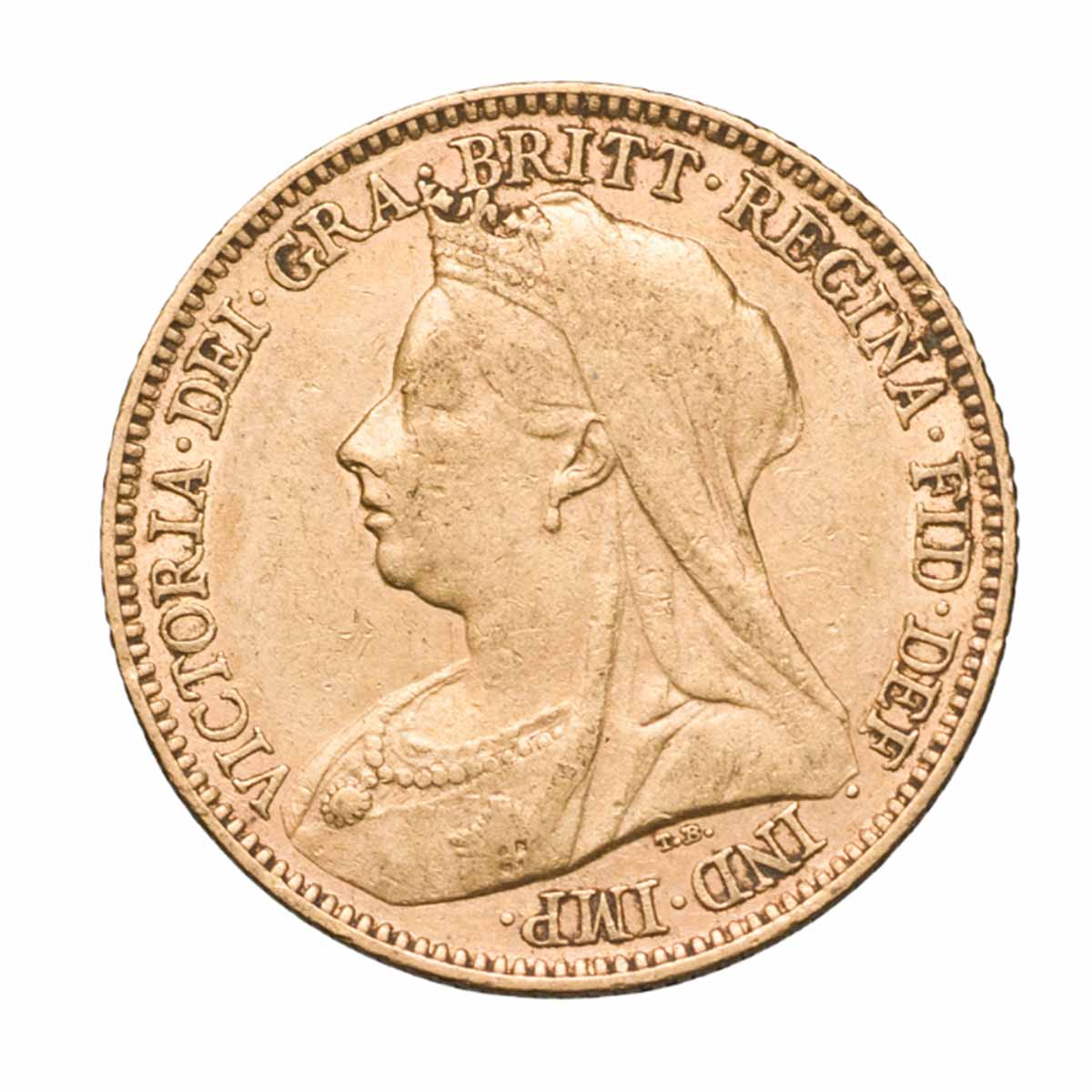 Queen Victoria 1900M Veiled Head Gold Half Sovereign Very Fine