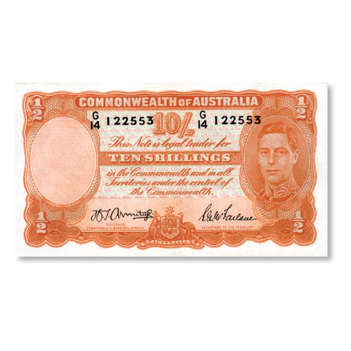 1942 10/- R13 Armitage/McFarlane Banknote Uncirculated