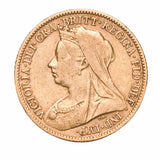 Queen Victoria 1900P Veiled Head Gold Half Sovereign Fine