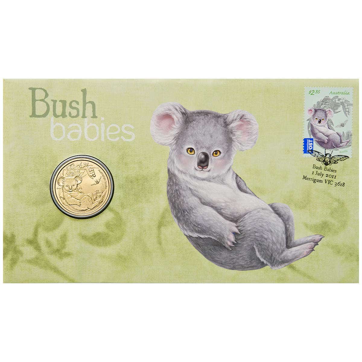 Bush Babies Koala 2011 $1 Stamp & Coin Cover