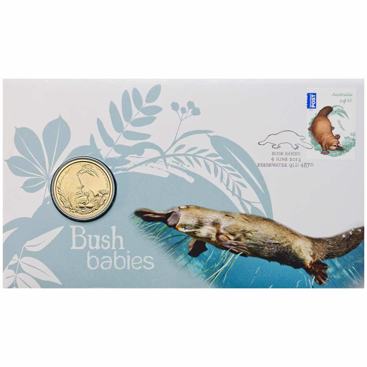 Bush Babies Platypus 2013 $1 Stamp & Coin Cover