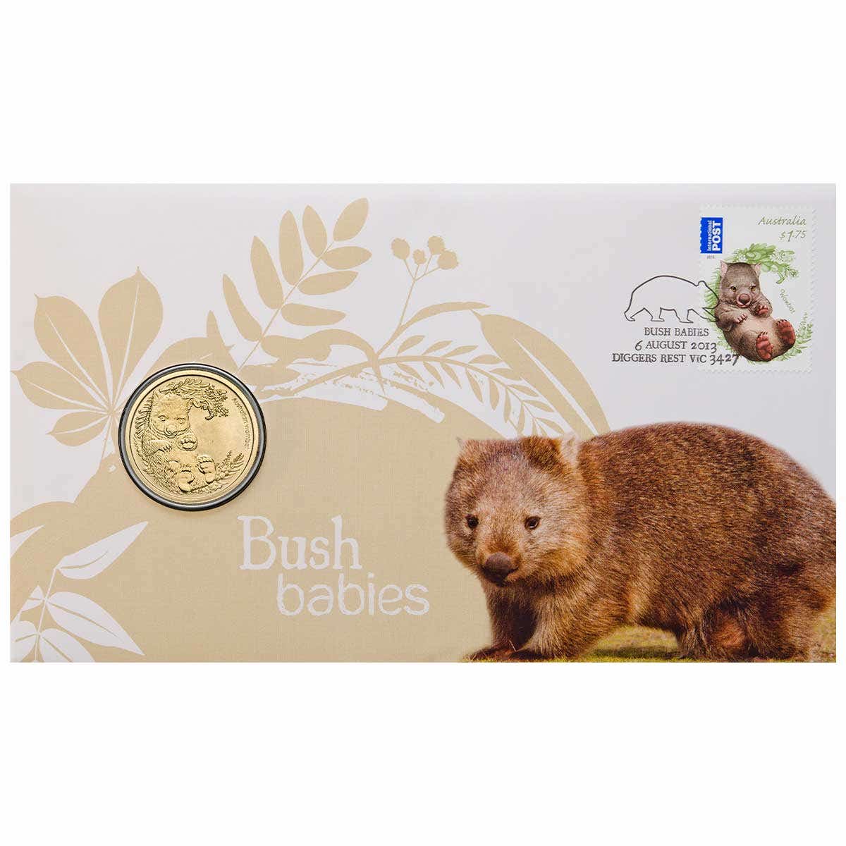 Bush Babies Wombat 2013 $1 Stamp & Coin Cover