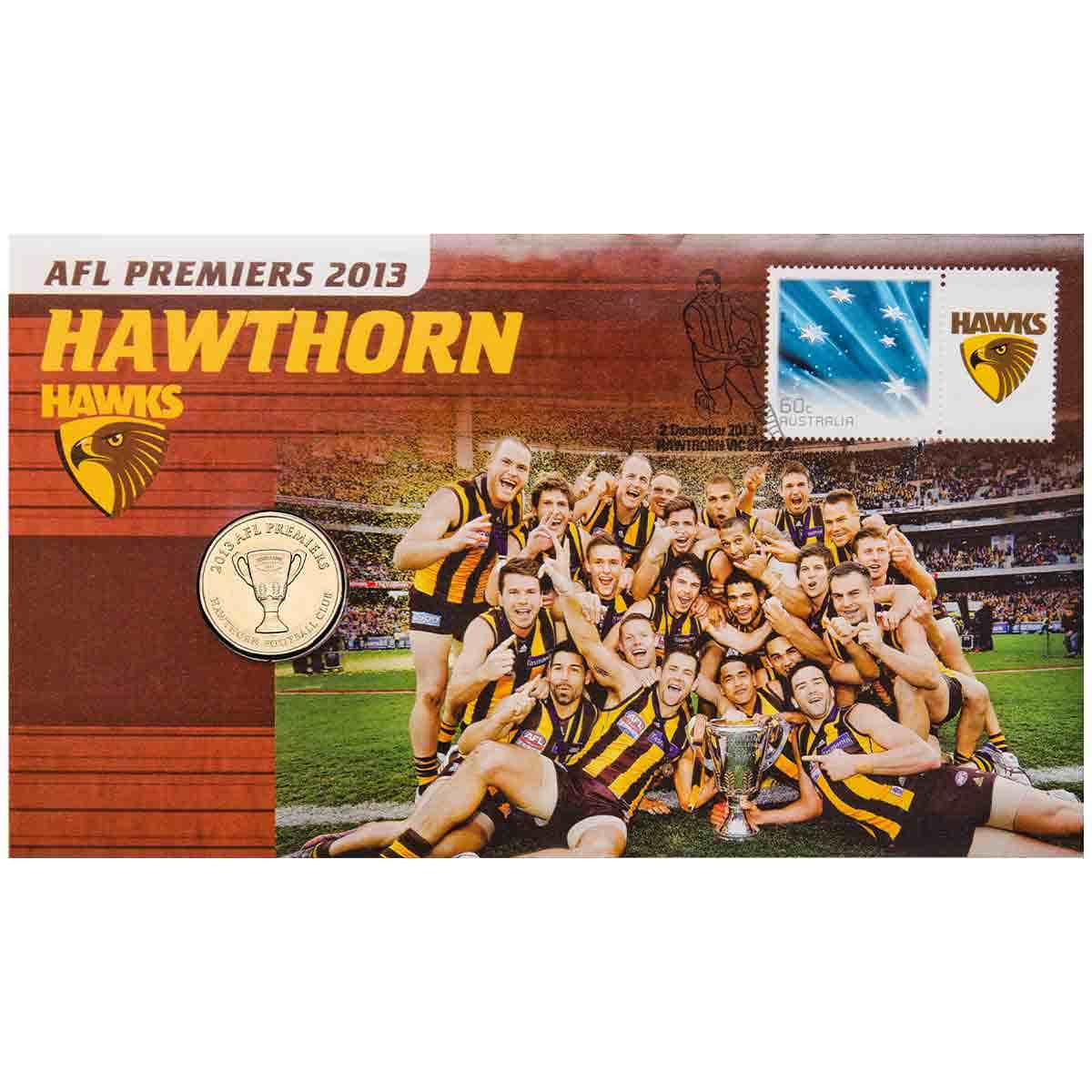 Hawthorn AFL Premiers 2013 $1 Stamp & Coin Cover