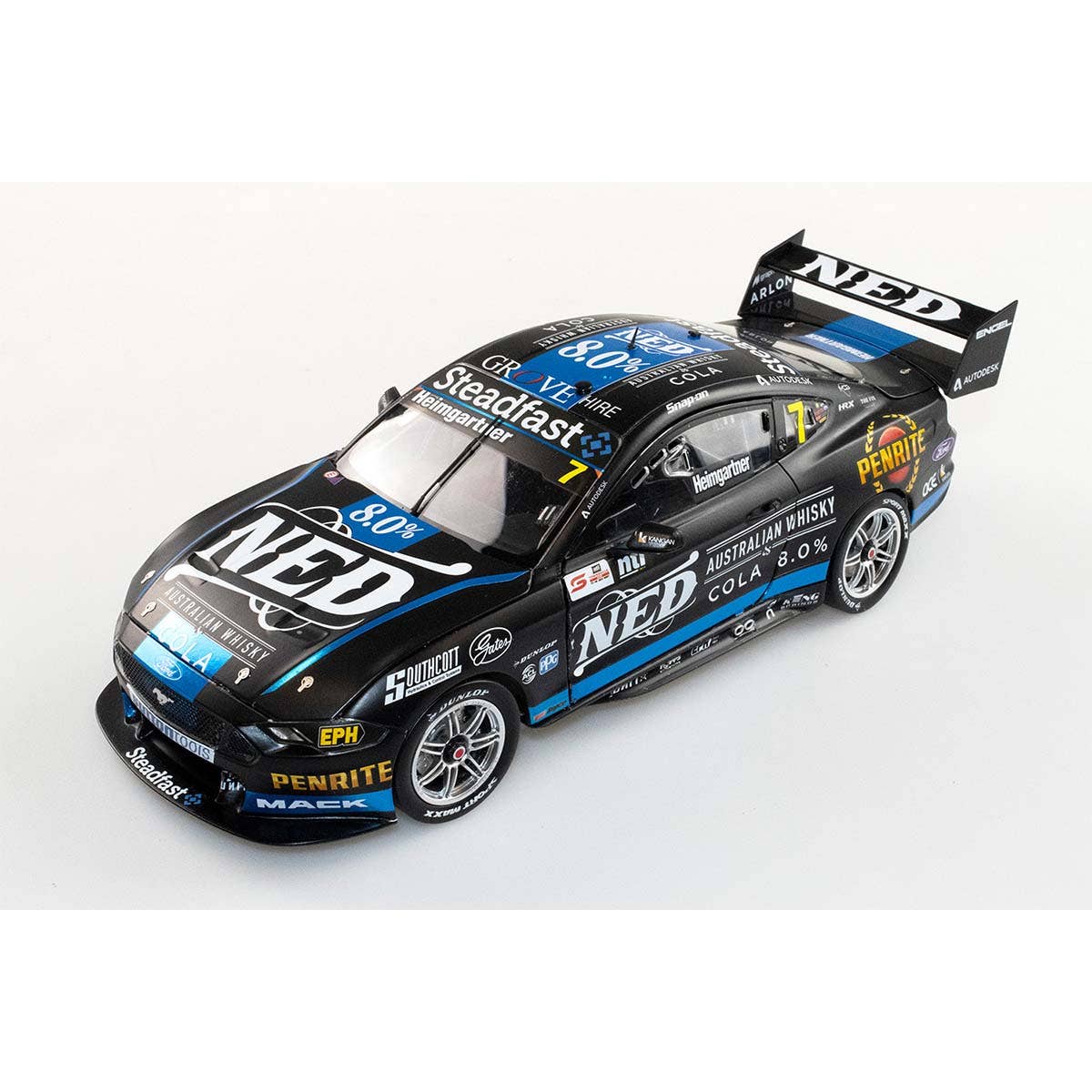 Ford GT Mustang V8 Supercar Ned Racing - Andre Heimgartner #7 - 2021 NTI Townsville 500 - 1:18 Scale Diecast Model Car