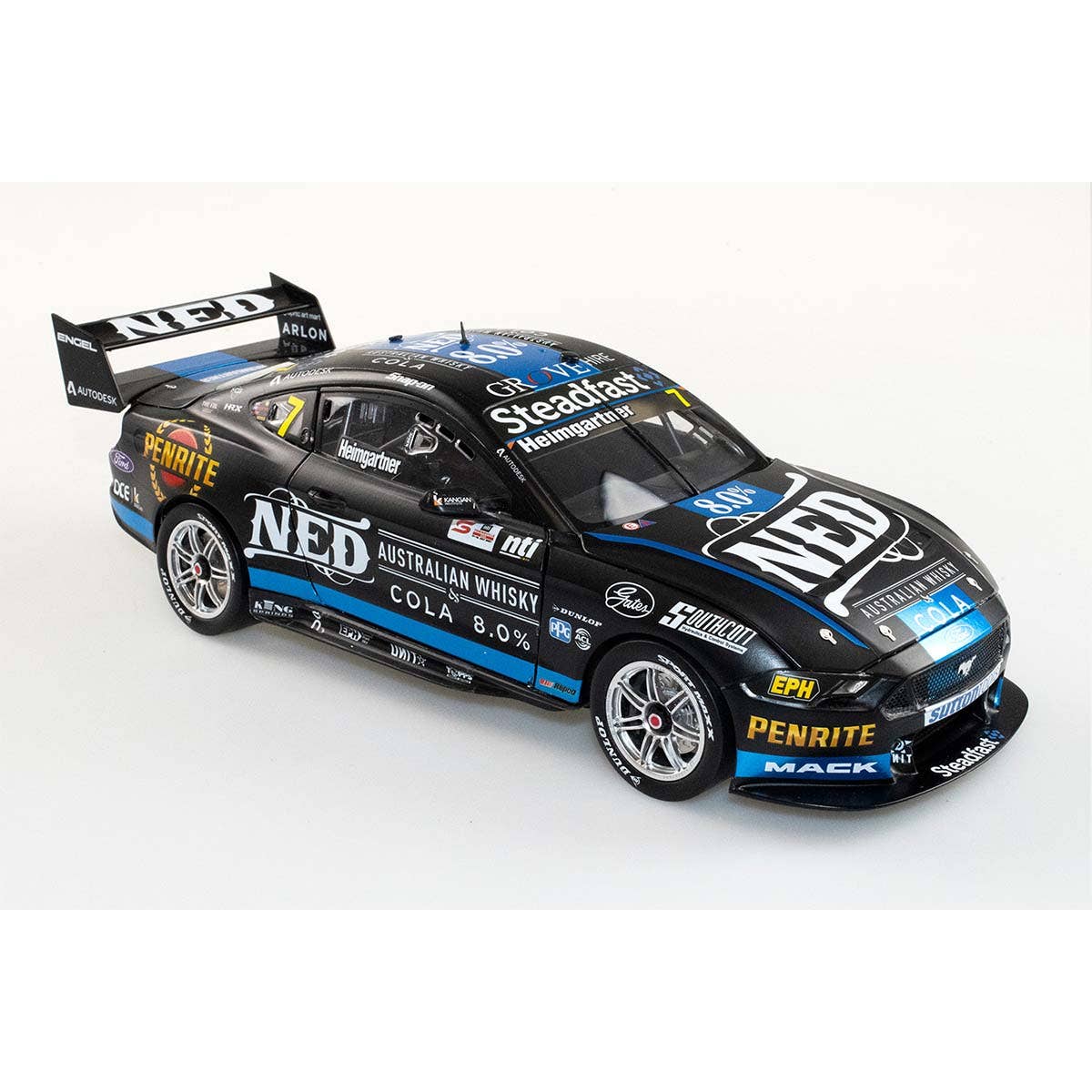FORD GT MUSTANG V8 SUPERCAR NED RACING - ANDRE HEIMGARTNER #7 - NTI Townsville 500 - 1:18 Scale Diecast Model Car