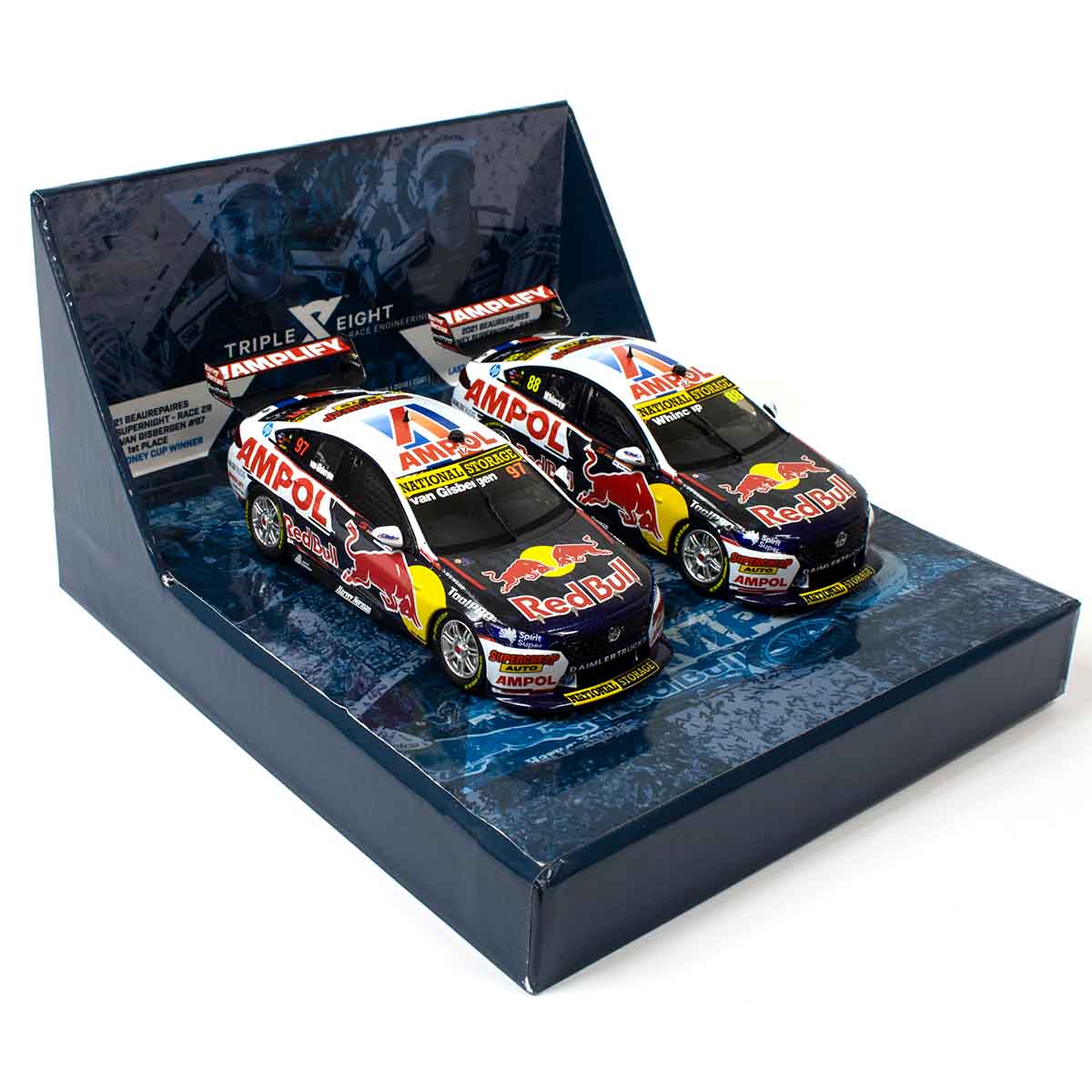 HOLDEN ZB COMMODORE - RED BULL AMPOL RACING - VAN GISBERGEN/WHINCUP - 2021 TEAMS CHAMPIONSHIP WINNER TWIN SET - 1:43 Scale Diecast Model Car