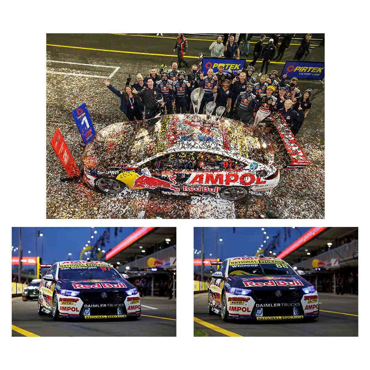 HOLDEN ZB COMMODORE - RED BULL AMPOL RACING - VAN GISBERGEN/WHINCUP - 2021 TEAMS CHAMPIONSHIP WINNER TWIN SET - 1:43 Scale Diecast Model Car