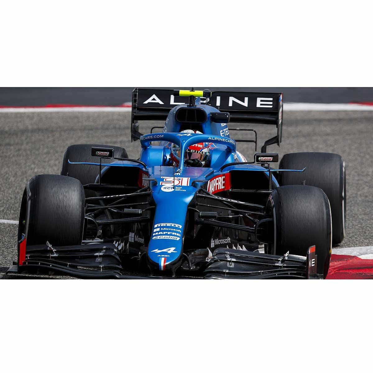 Alpine A521 No.14 Alpine F1 Team - 3rd Qatar GP 2021  - Fernando Alonso.  With No.3 Board and Pit Board - 1:43 Scale Resin Model Car