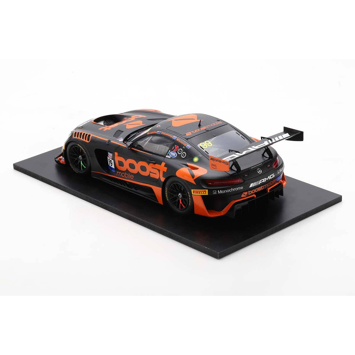 Mercedes-AMG GT3 No.99 Boost Mobile Racing - 10th Bathurst 12H 2023 - J. Whincup - R. Stanaway - J. Ibrahim - 1:18 Scale Resin Model Car