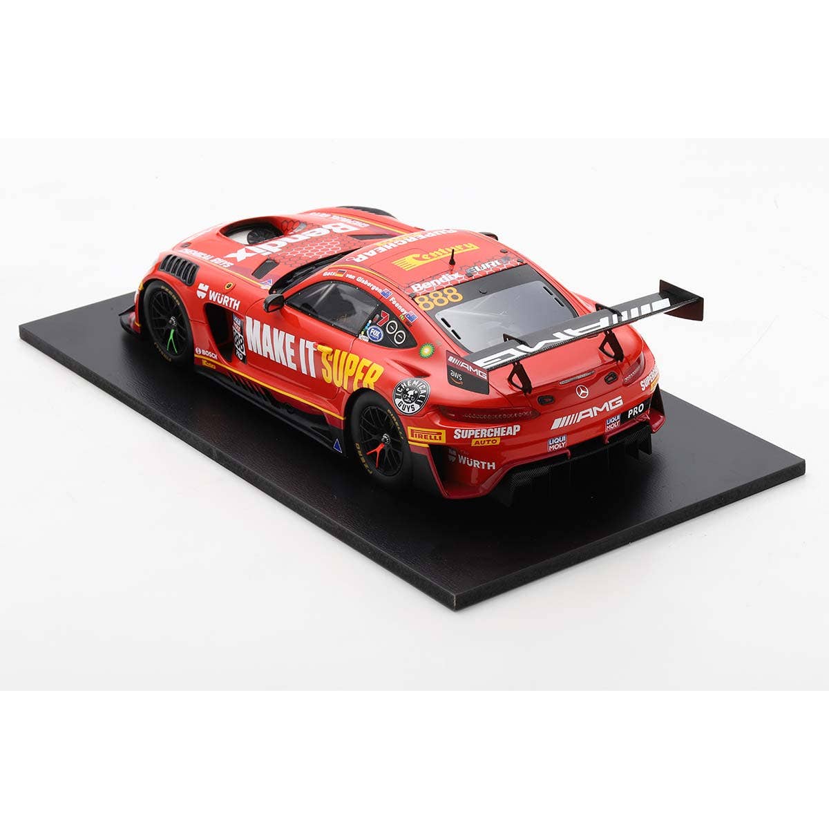 Mercedes-AMG GT3 No.888 Supercheap Auto Racing - 5th Bathurst 12H 2023 - S. van Gisbergen - B. Feeney - M. Gotz - 1:43 Scale Resin Model Car