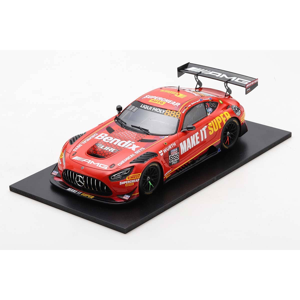 Mercedes-AMG GT3 No.888 Supercheap Auto Racing - 5th Bathurst 12H 2023 - S. van Gisbergen - B. Feeney - M. Gotz - 1:43 Scale Resin Model Car